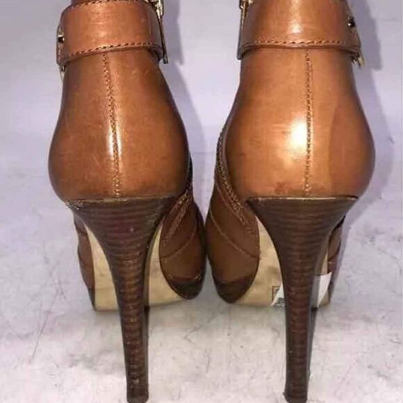 Michael Kors MK Designer Wyatt Brown Leather Stiletto Heel Ankle Bootie 7.5 - Picture 7 of 12